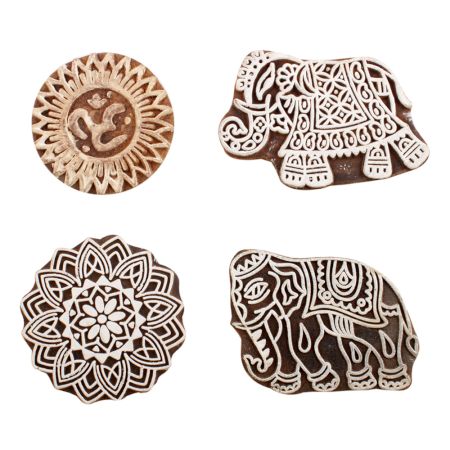Set of 4 Piece New Mix Wooden Printing Block